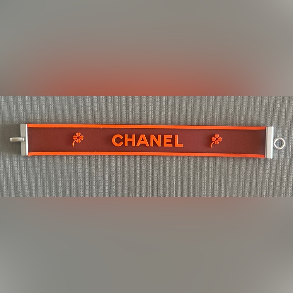 Chanel Vintage Silicone and Palladium Logo  Vibrant Orange